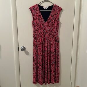 Boden Odilie Jersey Dress, 4R, bright pink and navy